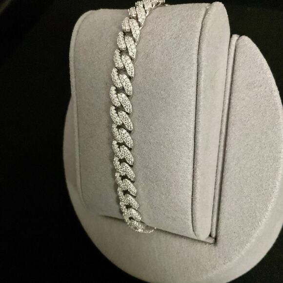 6mm Genuine Moissanite Miami Cuban Link Bracelet 8in~ NEW Retail $1,750 - Picture 4 of 16